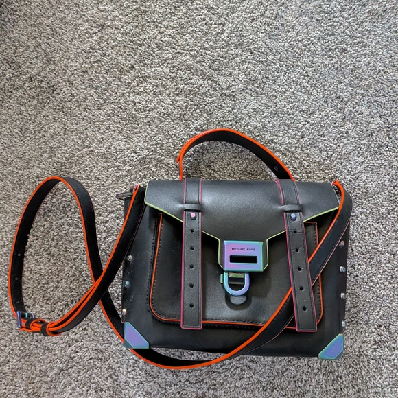 Michael Kors Black Satchel with Orange and Blue Accents - Picture 1 of 4